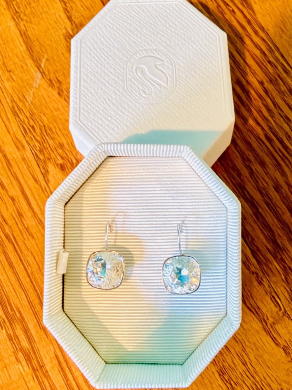 Swarovski Crystal Drop Earrings - Light crystals with silver setting